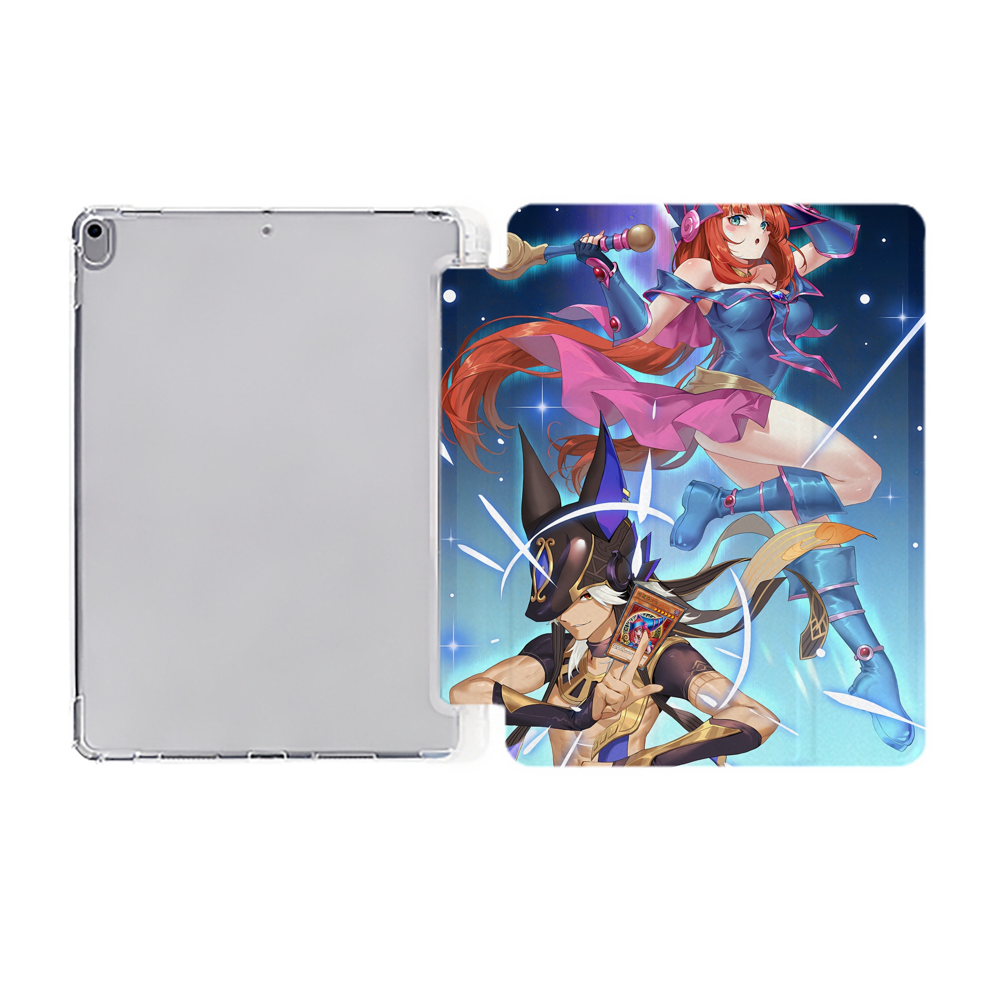 （画像用） 遊☆戯☆王 Yu-Gi-Oh! IPad ケース ペン収納付き 三つ折りスタンド PUレザー×シリコン 対応機種9.5/10.5/10.9インチ